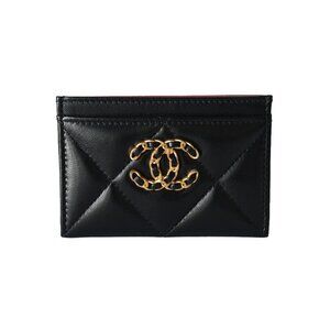 Chanel CC Lambskin Quilted Card Holder Black